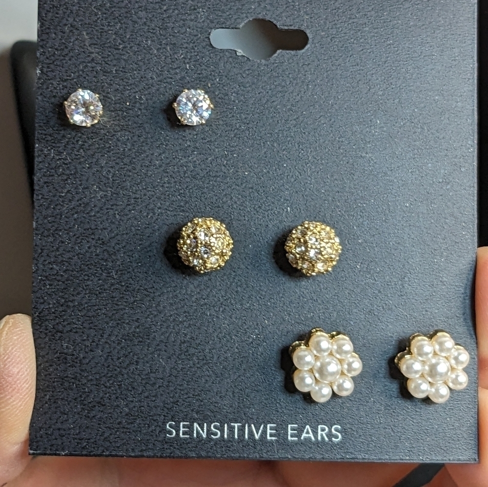 Fashion Accents Gold Tone Earring Trio Set‎